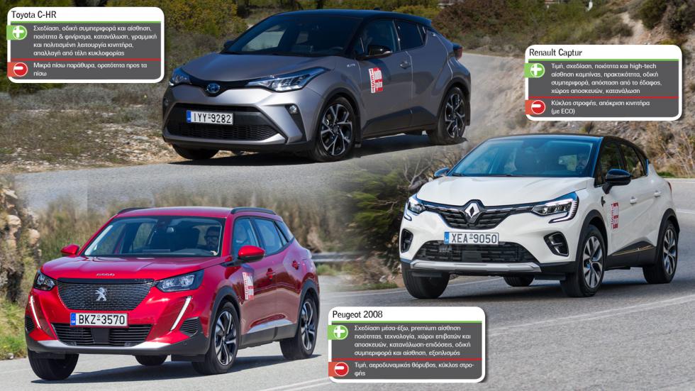 Peugeot 2008 diesel Vs Renault Captur LPG Vs Toyota C-HR Hybrid