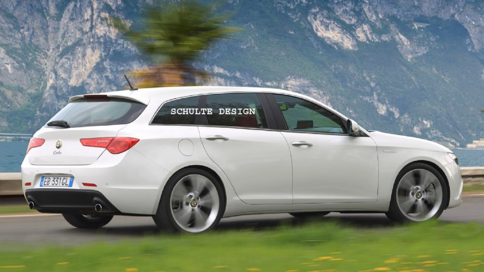 Η Giulia θα διατίθεται τόσο σε saloon όσο και σε sportwagon αμάξωμα (κατασκοπευτική φωτό).