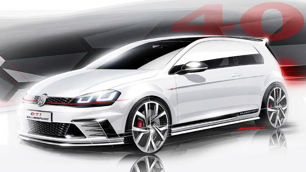 Πιο επιθετικό από ποτέ το VW Golf GTI στην έκδοση Clubsport, όπως όπως φαίνεται από τα σκίτσα.