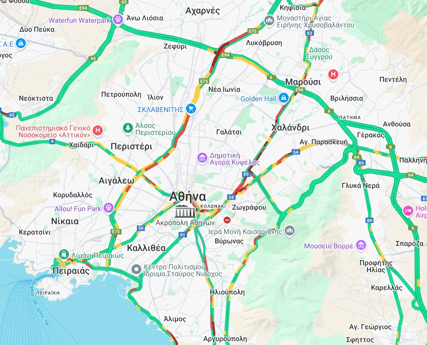 Πνιγμένοι οι οδικοί άξονες-Live η κίνηση στους δρόμους