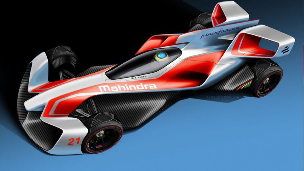 Formula E Concept C, χωρις ουρά αλλα με μεγαλη αεροτομη και κλειστό πιλοτήριο