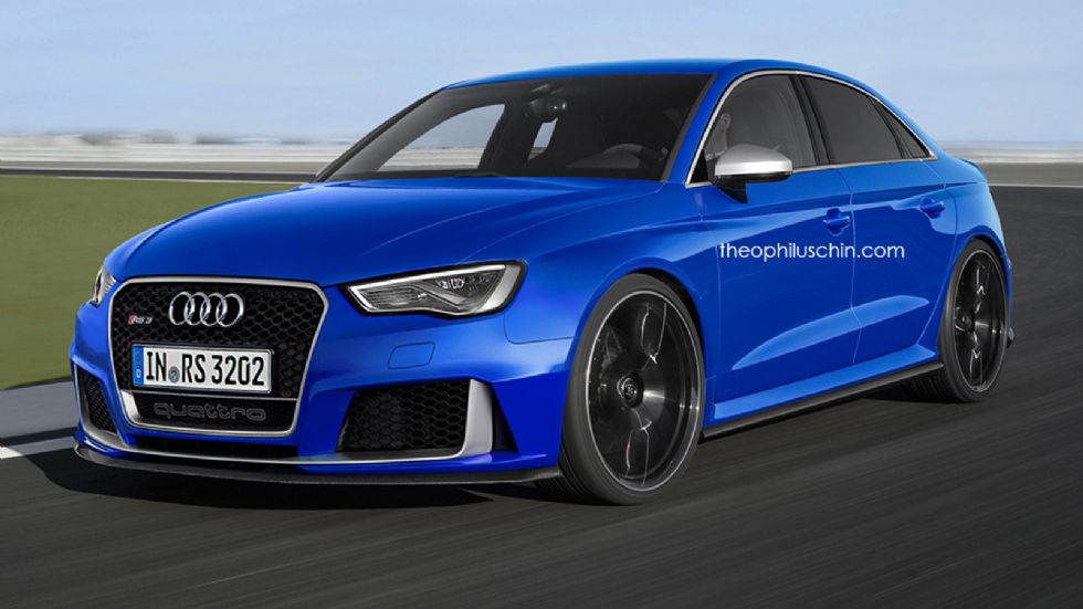 Πληροφορίες θέλουν το Audi RS3 Sedan (ψηφιακά επεξεργασμένη εικόνα) να μοιράζεται τον κινητήρα του με το TT RS. Λόγος γίνεται για ένα ολοκαίνουργιο 5κύλινδρο turbo σύνολο 2,5 λίτρων που θα αποδίδει 40