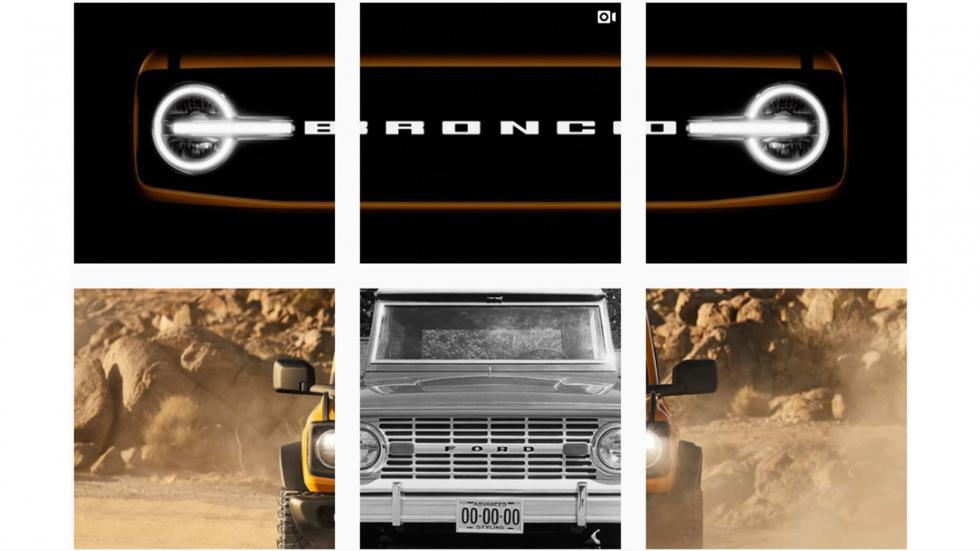 Το κολάζ στο Instagram που δείχνει το «πρόσωπο» του νέου Ford Bronco.