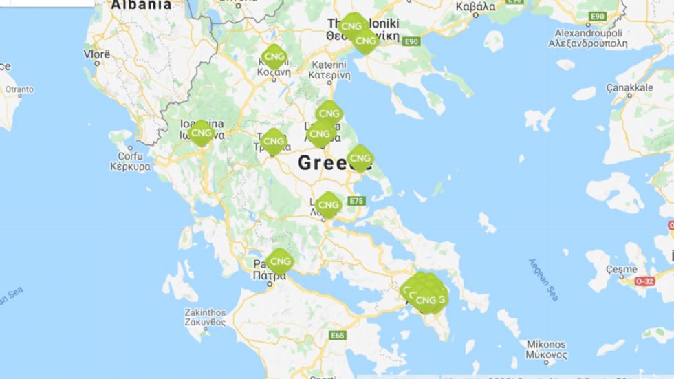Ο χάρτης των πρατηριών CNG στην Ελλάδα