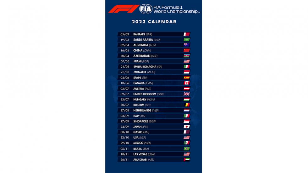 Formula 1: Ρεκόρ με 24 αγώνες στο καλεντάρι του 2023