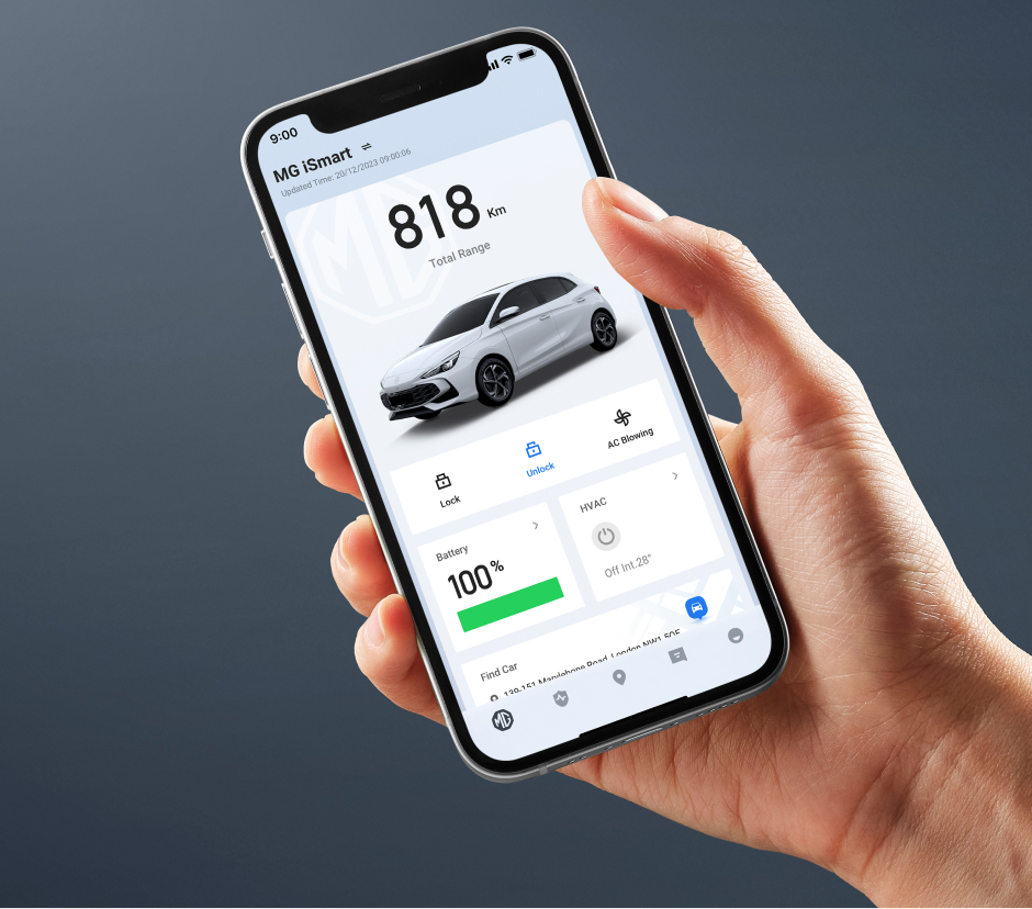 Η εφαρμογή MG i-SMART Lite είναι ένα έξυπνο app όπου ο χρήστης μπορεί με το κινητό του να ελέγξει λειτουργίες του αυτοκινήτου.