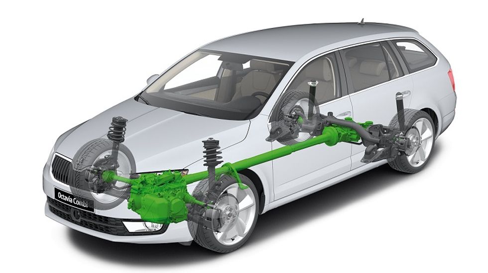 Όλες οι 4κίνητες 1.6 TDI Octavia με ισχύ 105 ίππων και μηχανικό κιβώτιο 6 σχέσεων εφοδιάζονται με ηλεκτρονικά ελεγχόμενο διαφορικό EDS και XDS και ανάρτηση πολλαπλών συνδέσμων.