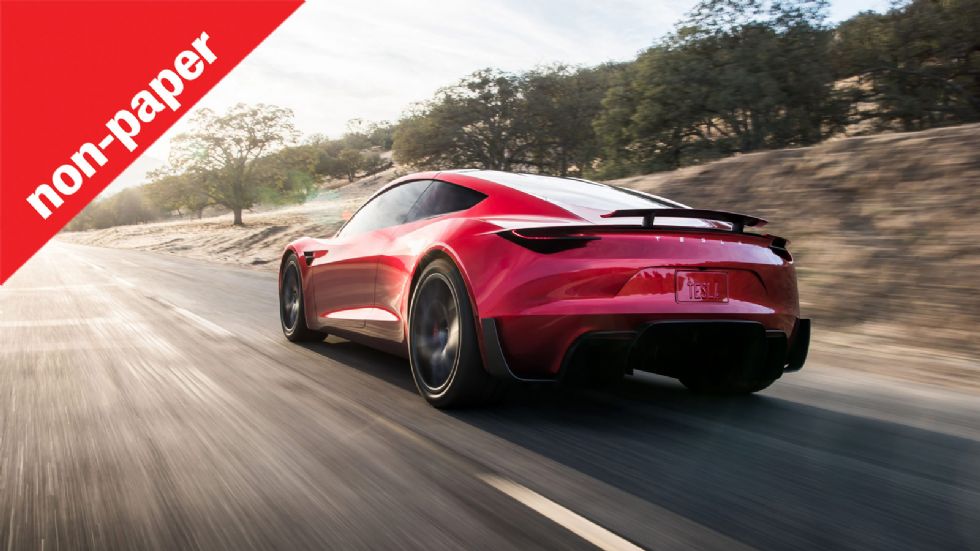 Σκέψου έναν θηριώδη V6 κινητήρα με χρόνια εξέλιξης να τρώει τη σκόνη ενός ηλεκτρικού supercar όπως το Tesla Roadster.