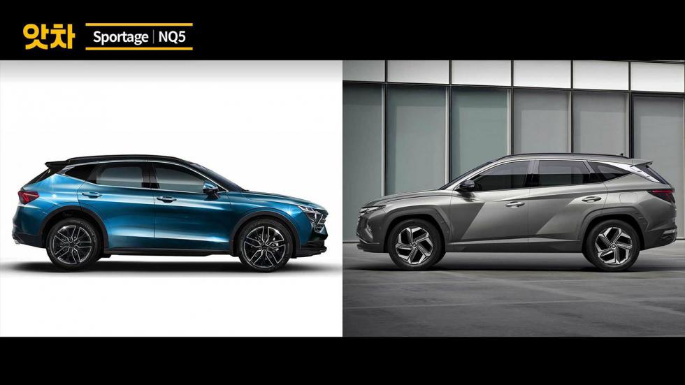 To ψηφιακό σχέδιο σε σύγκριση με το νέο Hyundai Tucson.