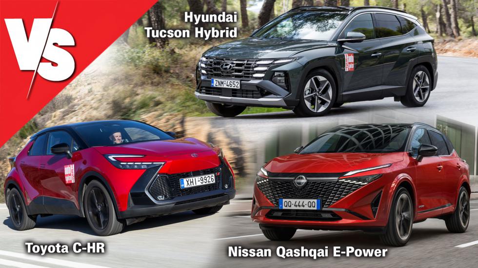 Υβριδικά SUV στις κορυφαίες εκδόσεις τους: Hyundai Tucson Vs Nissan Qashqai Vs Toyota C-HR
