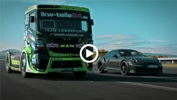 VIDEO: Αγωνιστικό φορτηγό ΜΑΝ εναντίον Porsche 911 GT3