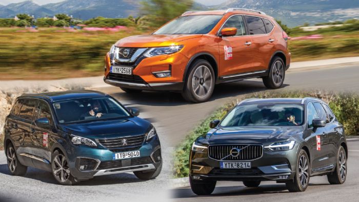 Nissan X-Trail Vs Peugeot 5008 Vs Volvo XC60