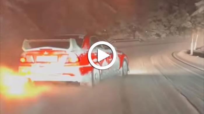 Mitsubishi Evo VI με τις πόρτες στα χιόνια