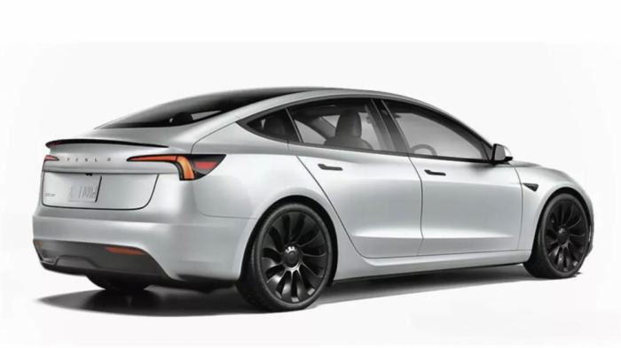 Το ανανεωμένο Tesla Model 3 θα έχει νέας σχεδίασης φωτιστικά σώματα μπρος και πίσω. 