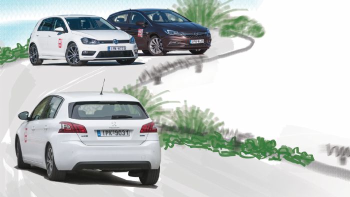 Πετρελαιοκίνητη μάχη ανάμεσα σε Peugeot 308, Opel Astra και VW Golf.