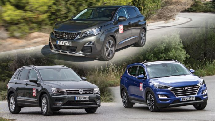 Hyundai Tucson Vs Peugeot 3008 Vs VW Tiguan