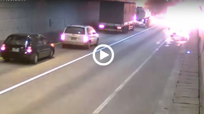 Έκρηξη φορτηγού σε τούνελ! (video) Έκρηξη φορτηγού σε τούνελ! (video)