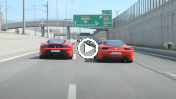 Video: Δύο Ferrari «χαβαλεδιάζουν» στην Αττική Οδό