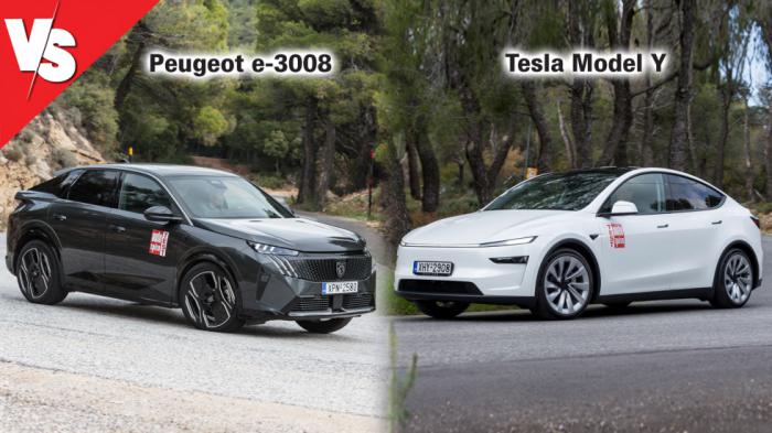 Peugeot e-3008 και Tesla Model Y Juniper - Συγκρίνουμε τις 4κίνητες εκδόσεις