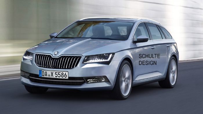 Η νέα Skoda Superb Combi, όπως αποκαλύπτουν οι κατάσκοποί μας με την αποκλειστική, ηλεκτρονικά επεξεργασμένη εικόνα στο μπροστινό μέρος δεν διαφοροποιείται από τη sedan version.