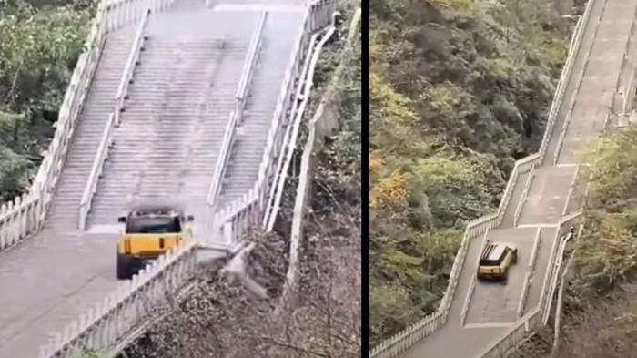 Φιάσκο η απόπειρα του κινέζικου αντί-Defender να ανέβει 999 σκαλιά Φιάσκο η απόπειρα του κινέζικου αντί-Defender να ανέβει 999 σκαλιά