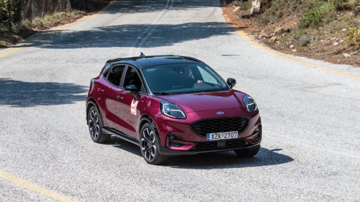 Δοκιμάζουμε το Ford Puma ST-Line X Vivid Ruby με τα 155 άλογα, το ήπια υβριδικό κύκλωμα 48V και το χειροκίνητο κιβώτιο 6 σχέσεων