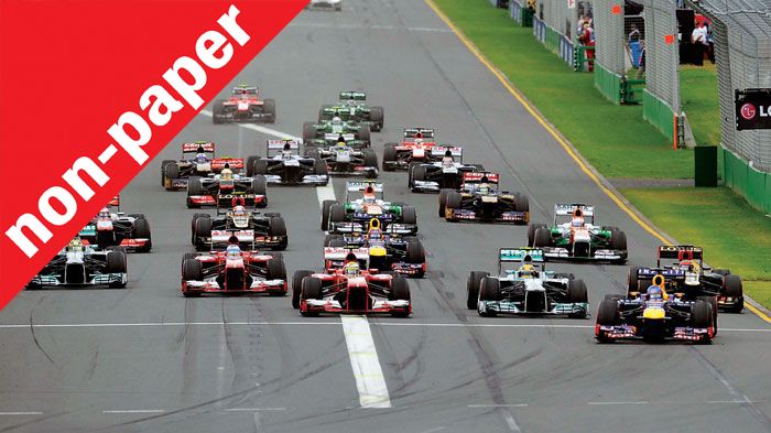 Η Formula 1 φοράει μοτέρ 1.600 κ.εκ. με τούρμπο. Σαν αυτόν που 
κινεί το αμάξι σας. Περίπου.
