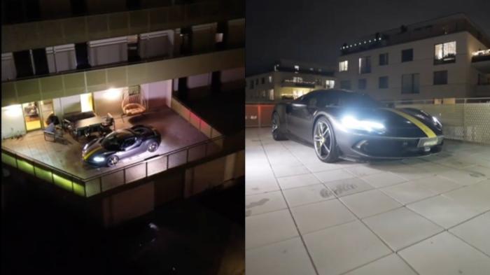 Λεφτάς πάρκαρε Ferrari στο μπαλκόνι του σπιτιού του στον 1ο όροφο! 