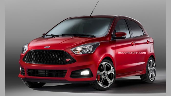 Ανακατεύοντας στοιχεία του νέου Ka+ με το Fiesta ST, ο Theophilus Chin δημιουργεί ψηφιακά το Ford Ka+ ST, βάζοντάς του διπλή απόληξη εξάτμισης, σκούρες πεντάκτινες ζάντες και κυψελώδη γρίλια.