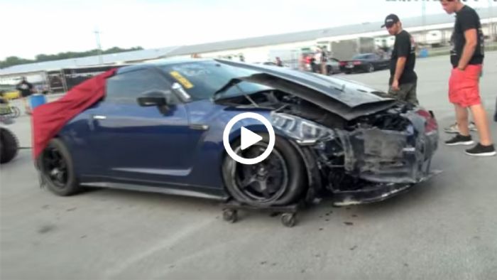 GT-R 2.000PS πάτησε λάδια σε αγώνα dragster GT-R 2.000PS πάτησε λάδια σε αγώνα dragster