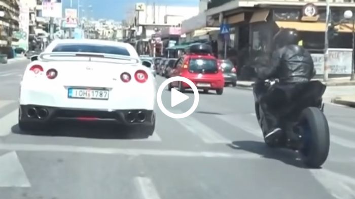 Βαρβάτη Hayabusa & Nissan GT-R γκαζώνουν στην Λεωφ. Κύμης