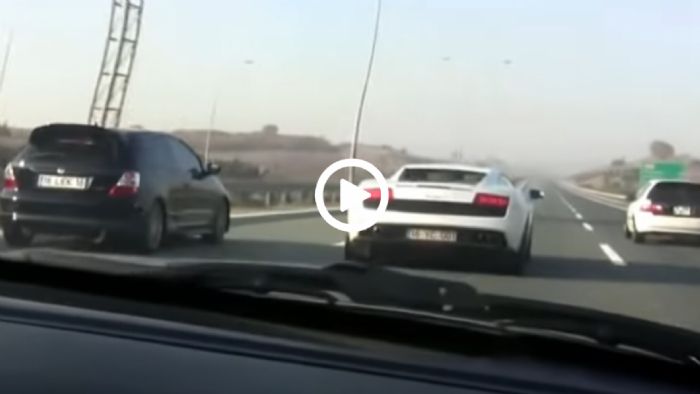 Honda τραμπουκίζουν Lamborghini Gallardo Honda τραμπουκίζουν Lamborghini Gallardo