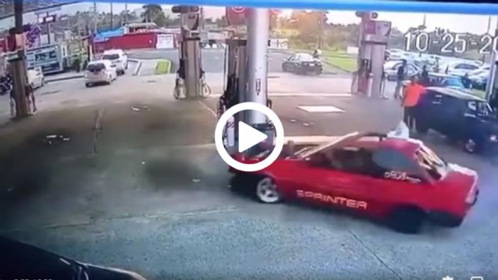 Έκανε «ακροβατικά» drift μέσα σε βενζινάδικο