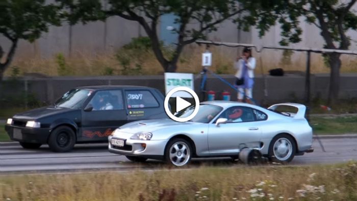 Toyota Supra τα βάζει με Fiat Uno Turbo και... το μετανιώνει