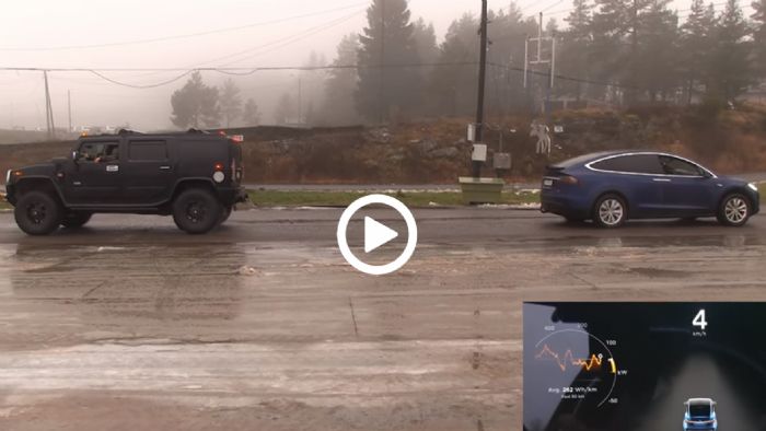 Διελκυστίνδα με Hummer Η2 και Tesla Model X