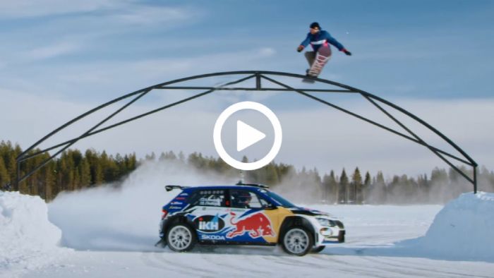 Σπορ και θέαμα με snowboard & Rally car