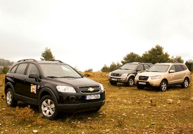 Chevrolet Captiva 2,4 VS Hyundai Santa Fe 2,7 VS Kia Sorento 2,4 Captivating* (* = σαγηνεύοντας ) τους αγοραστές των SUV 